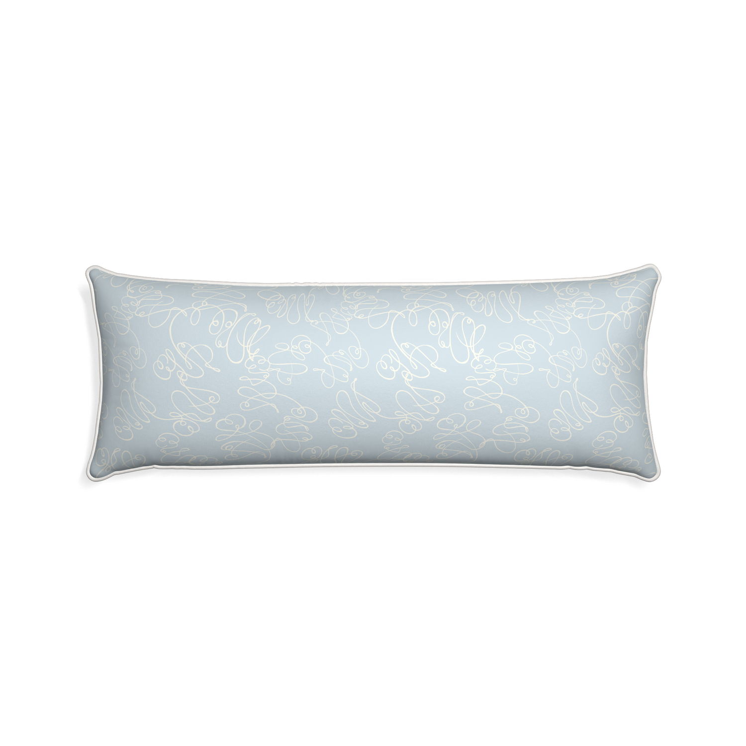 Xl-lumbar mirabella custom powder blue abstractpillow with snow piping on white background