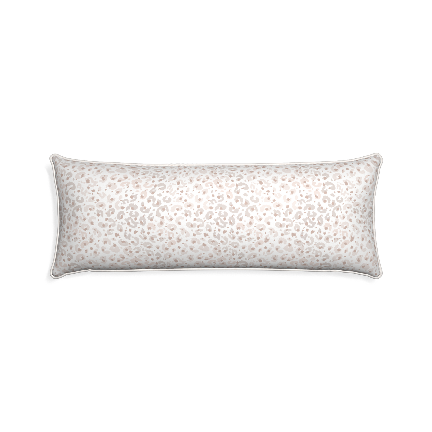 Xl-lumbar rosie custom beige animal printpillow with snow piping on white background