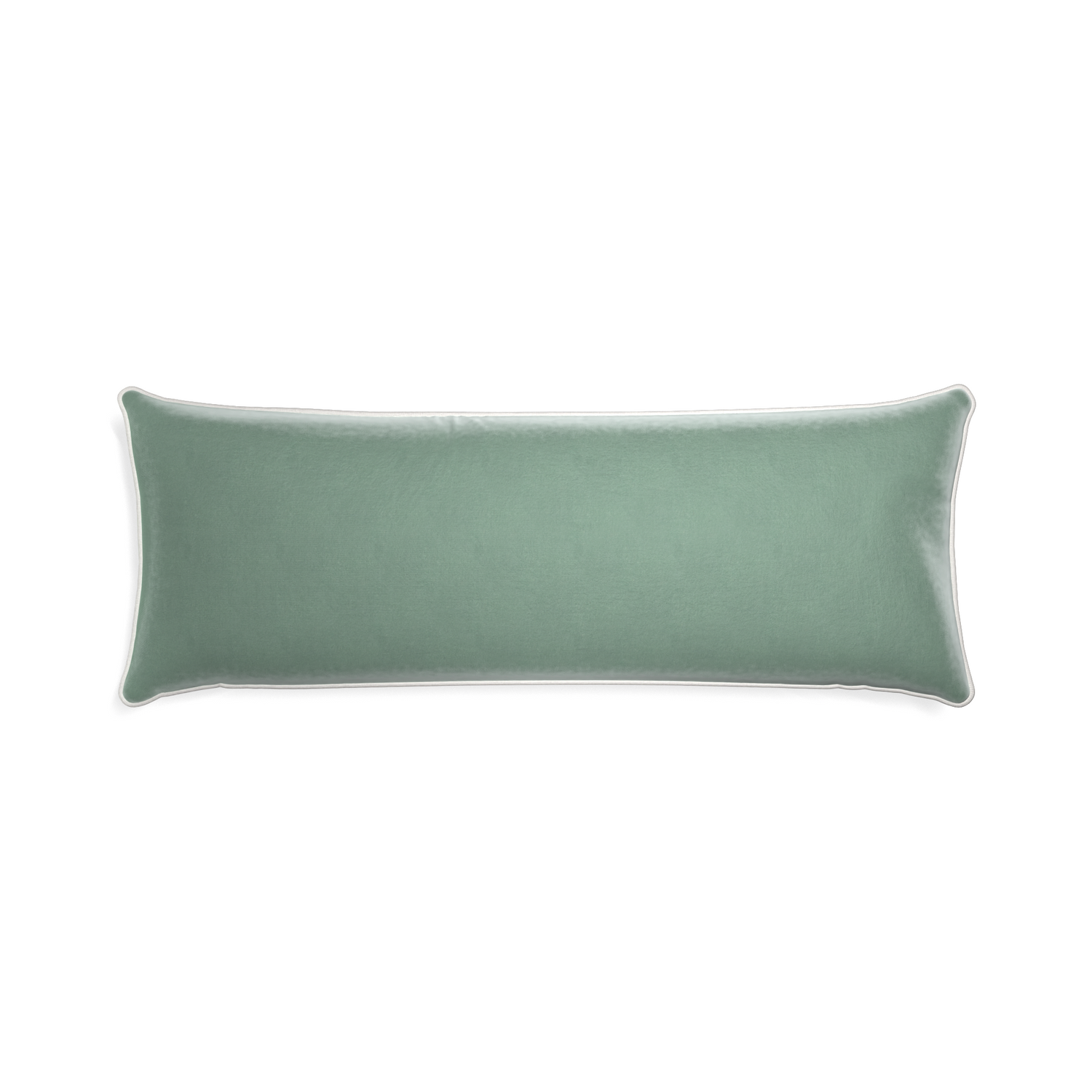 rectangle blue green velvet pillow with white piping