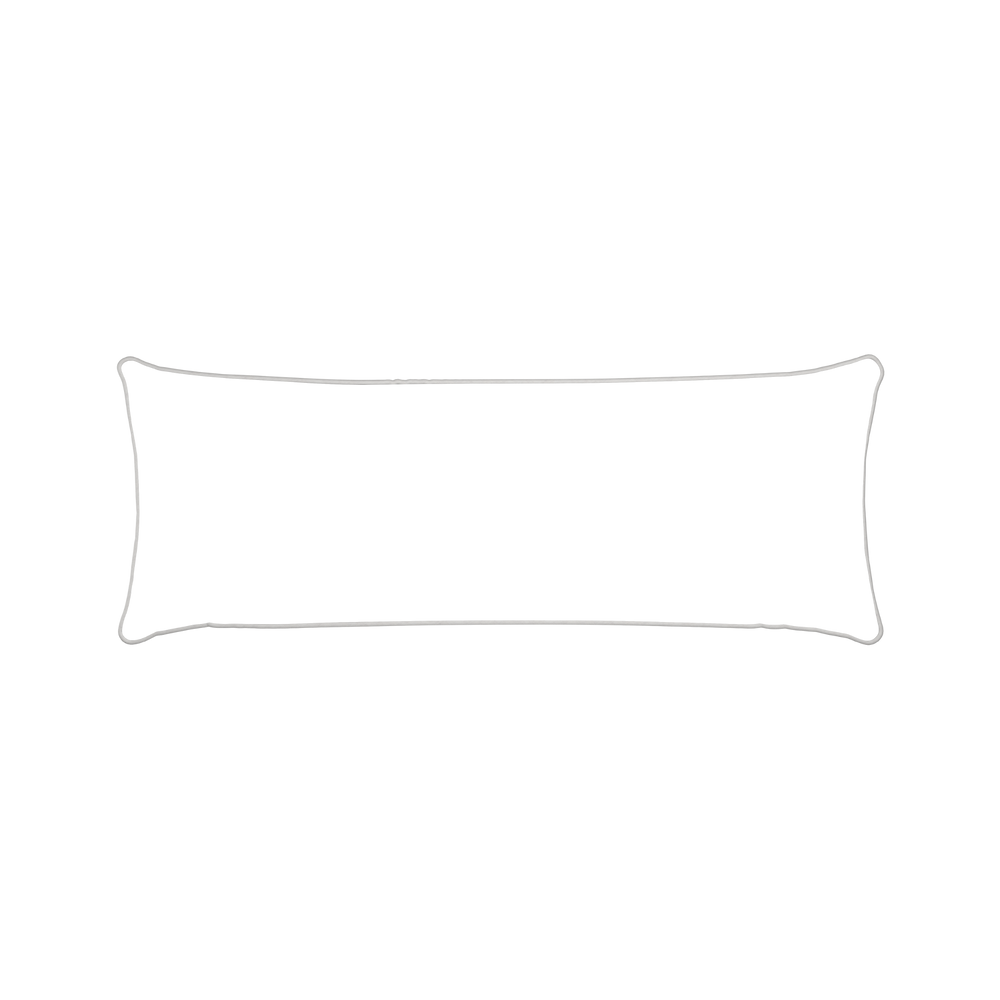 Xl-lumbar lulie eggshell custom pillow with snow piping on white background