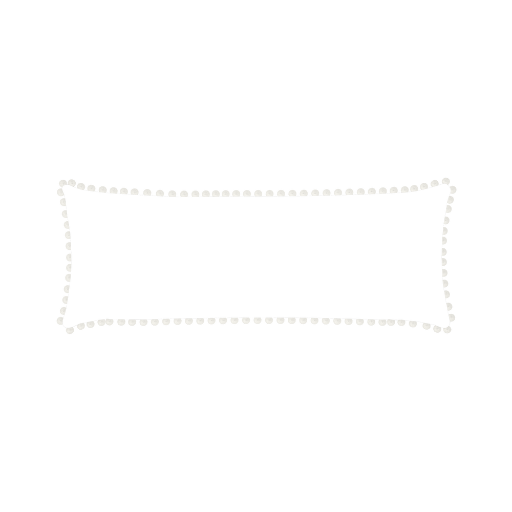 Xl-lumbar ruby moss custom pillow with snow pom pom on white background