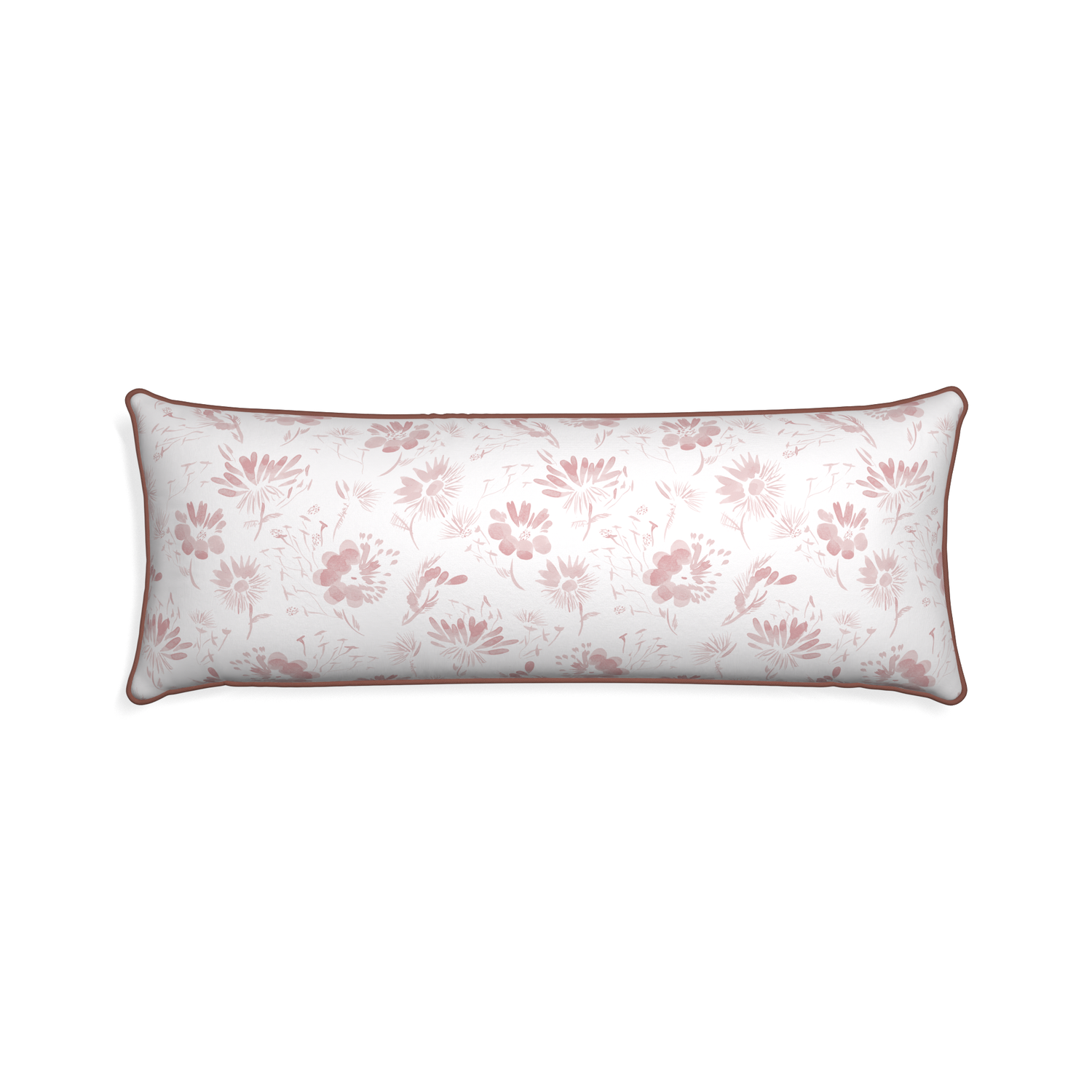 Xl-lumbar blake custom pink floralpillow with w piping on white background