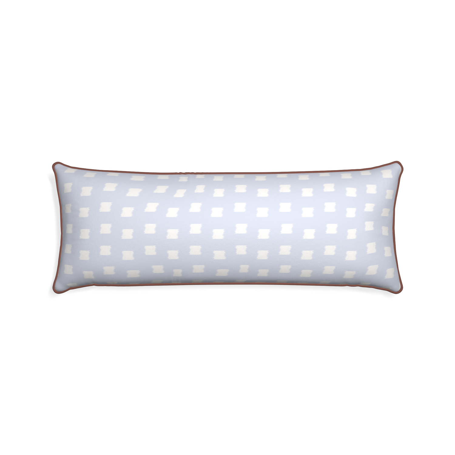 Xl-lumbar denton custom sky blue patternpillow with w piping on white background