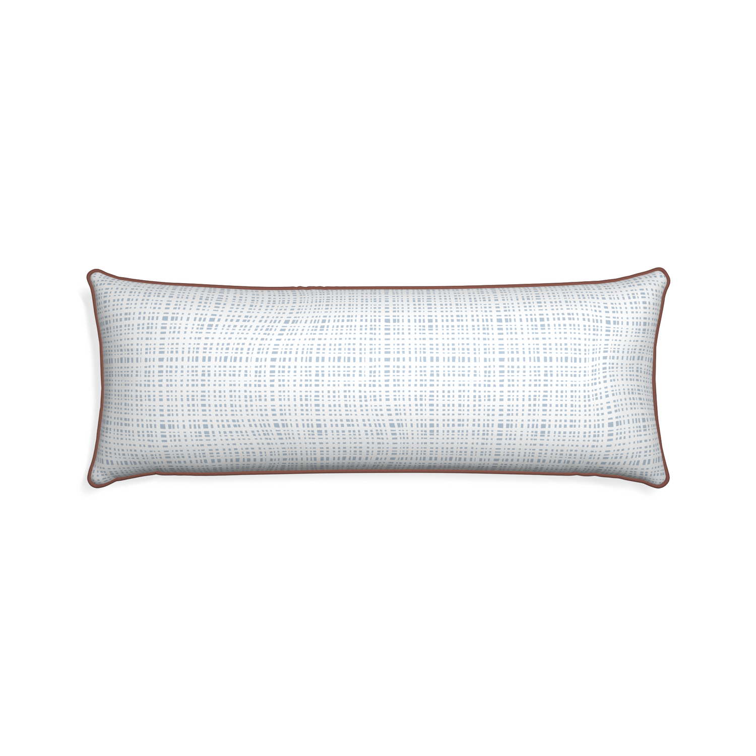 Xl-lumbar ginger custom plaid sky bluepillow with w piping on white background