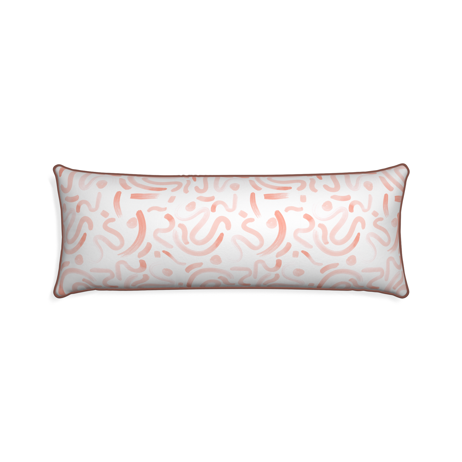 Xl-lumbar hockney pink custom pink graphicpillow with w piping on white background