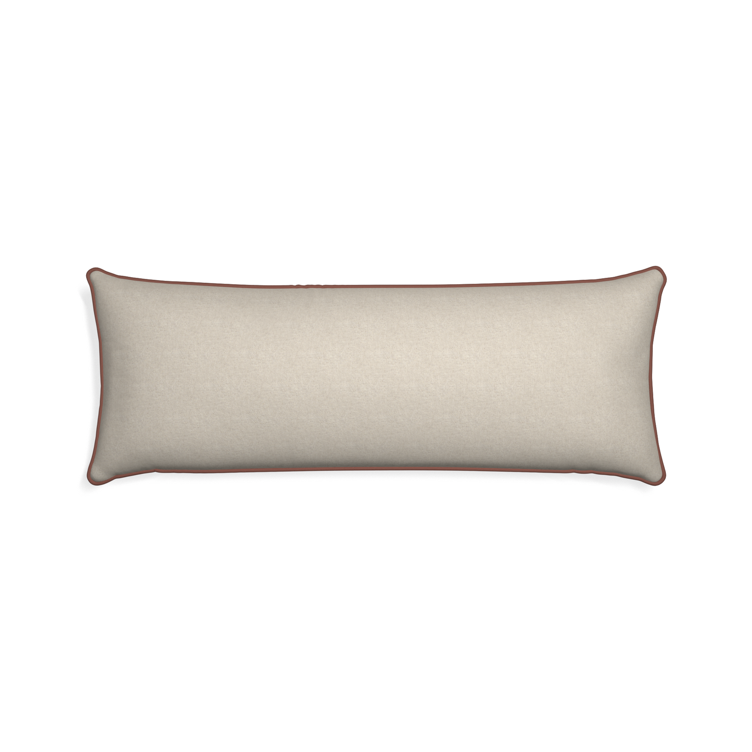 Xl-lumbar oat custom light brownpillow with w piping on white background