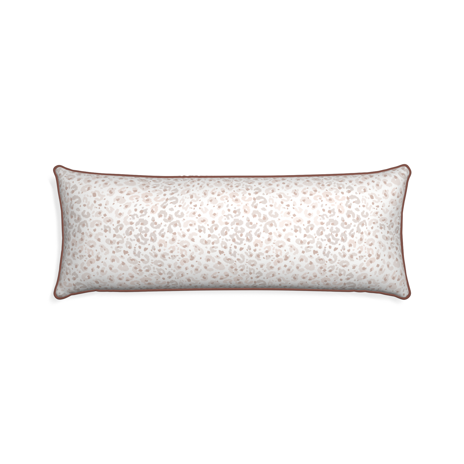 Xl-lumbar rosie custom beige animal printpillow with w piping on white background
