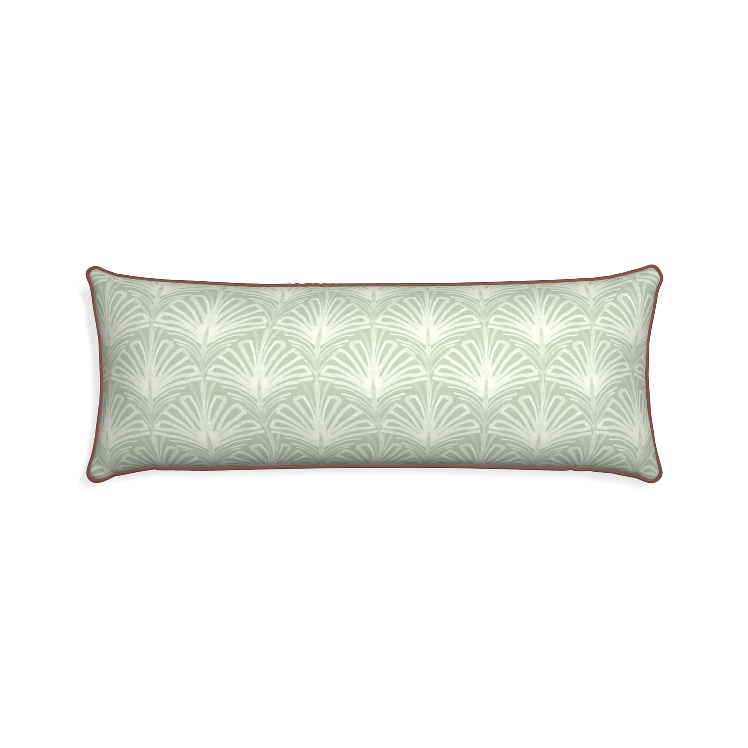 Xl-lumbar suzy sage custom sage green palmpillow with w piping on white background
