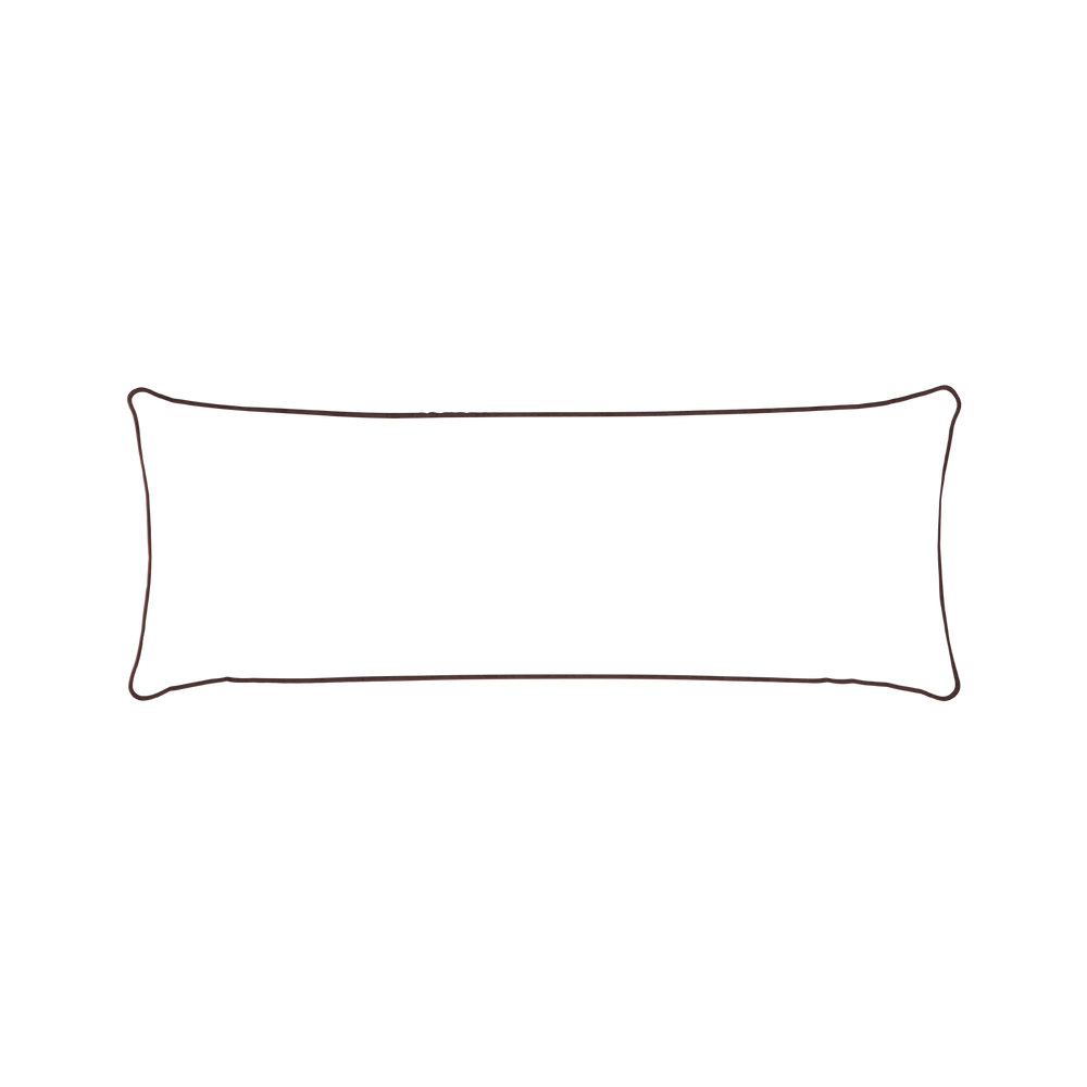 Xl-lumbar ruby moss custom pillow with w piping on white background