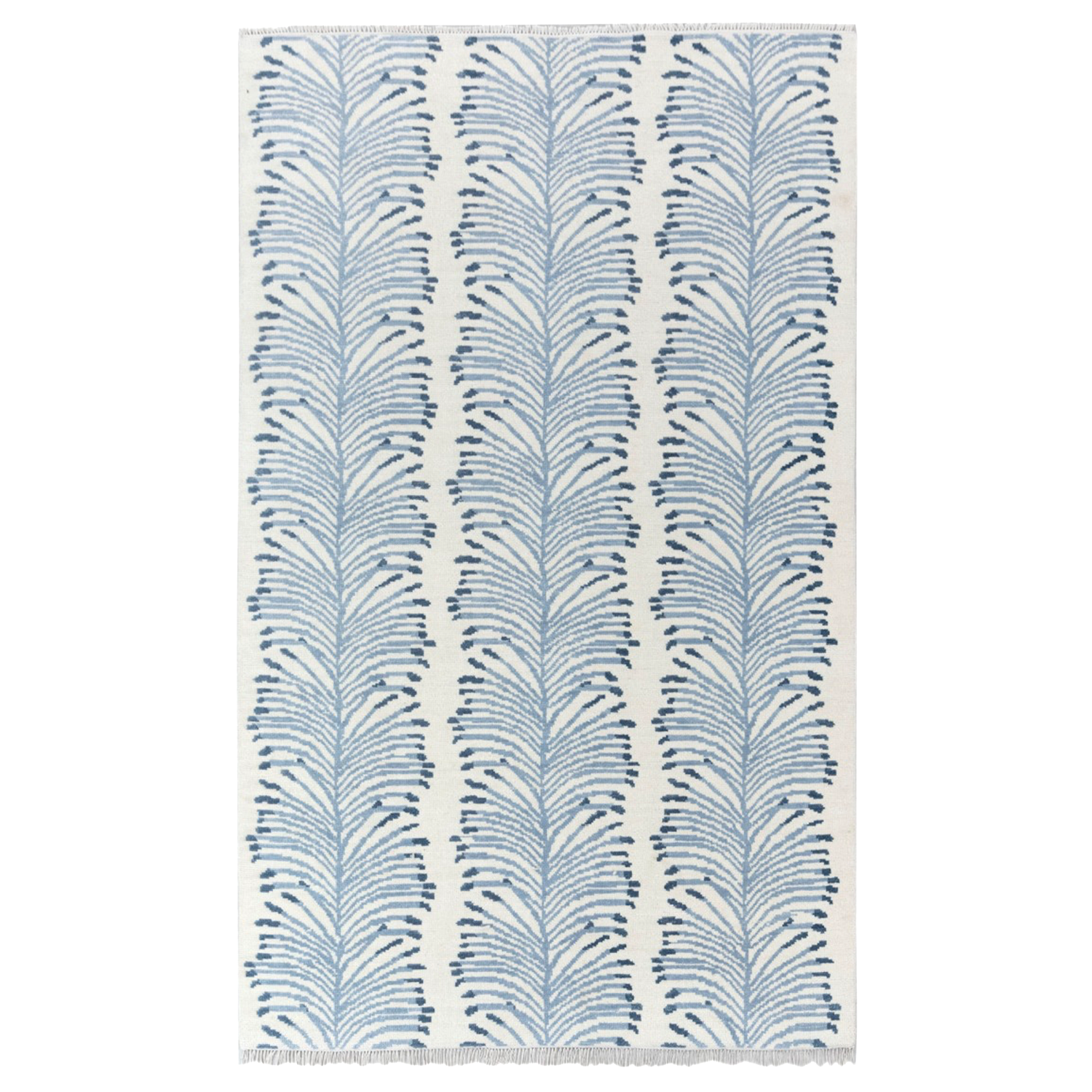 Sky Blue Botanical Stripe Printed Rug 