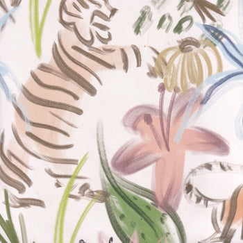 Pink Chinoiserie Tiger Printed Wallpaper Swatch