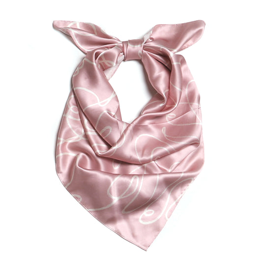 Tied Pink Abstract Printed Silk Scarf