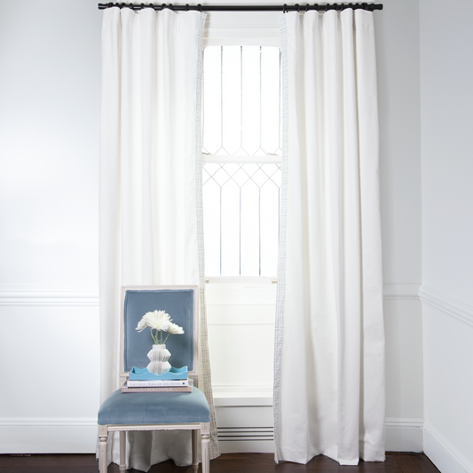 Snow Curtain - Pinch Pleat, 25"W x 93"L, Privacy Lining, Fern Velvet Band on the left side