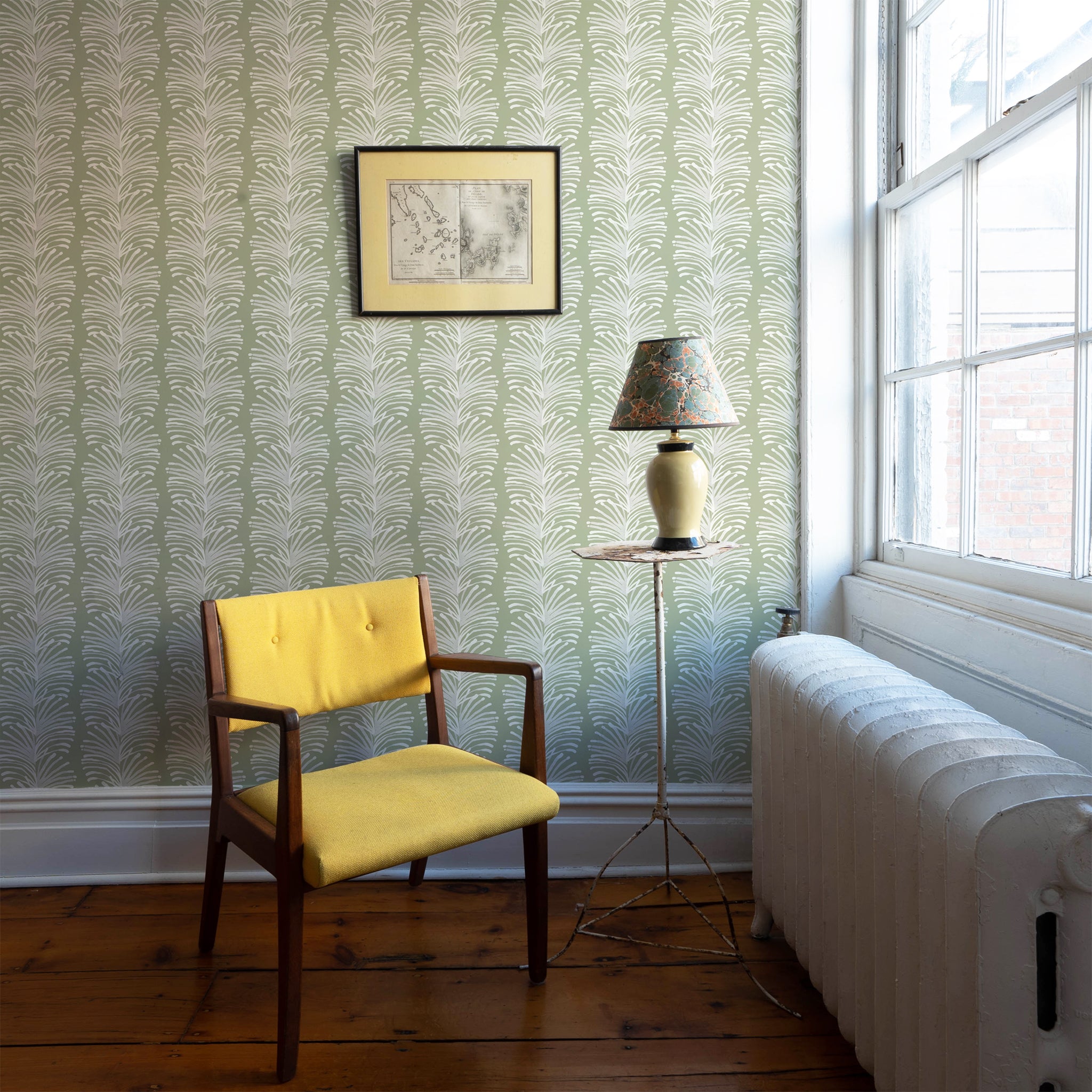 Emma Sage with Yellow Chair