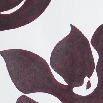 Georgia Burgundy fabric detail showcasing Kellie Lawler’s abstract botanical print in rich burgundy and cream for custom curtains.