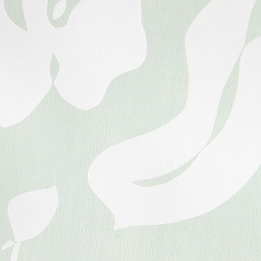 close up of green and white floral wallpaper