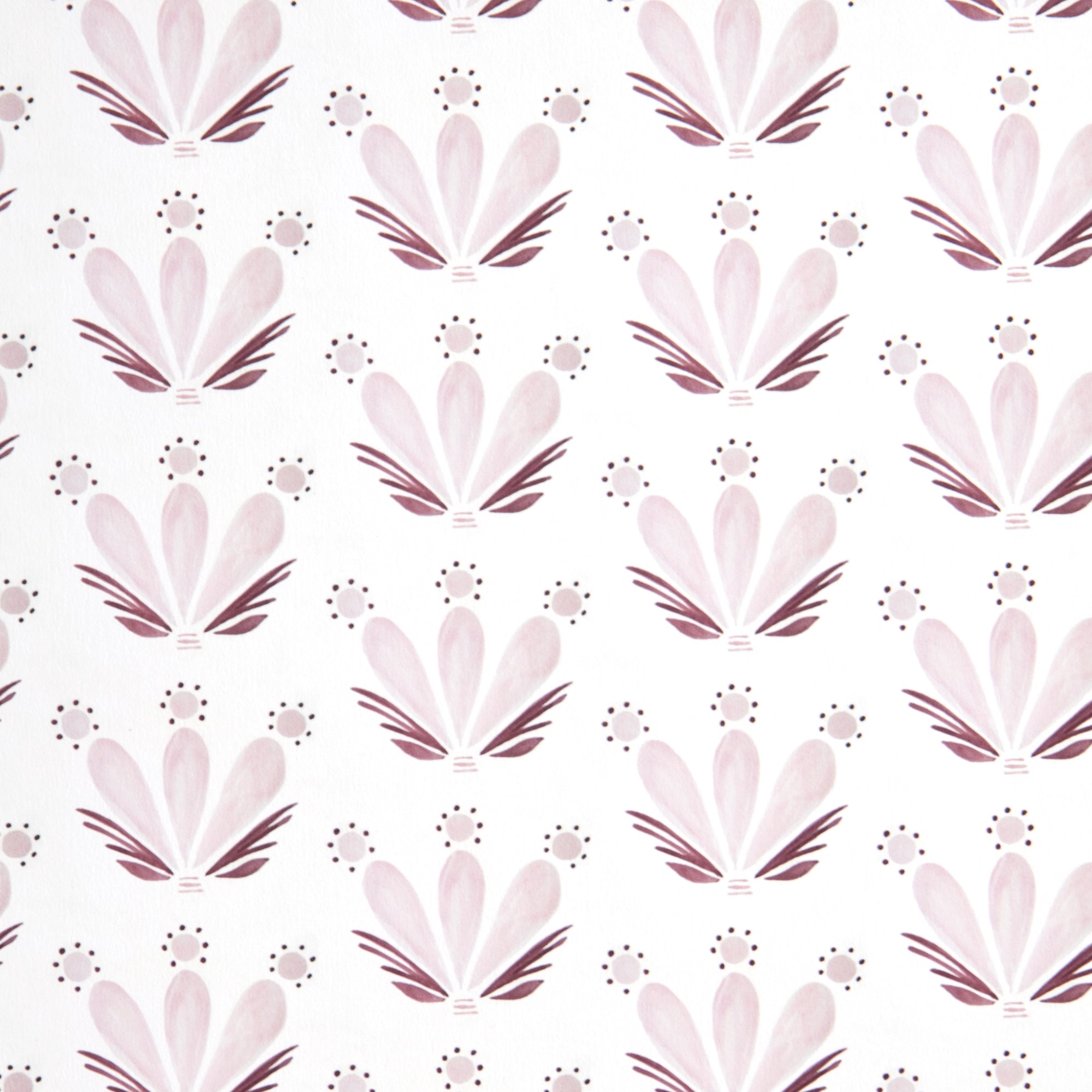 Pink & Burgundy Drop Repeat Floral Printed Wallpaper Swatch