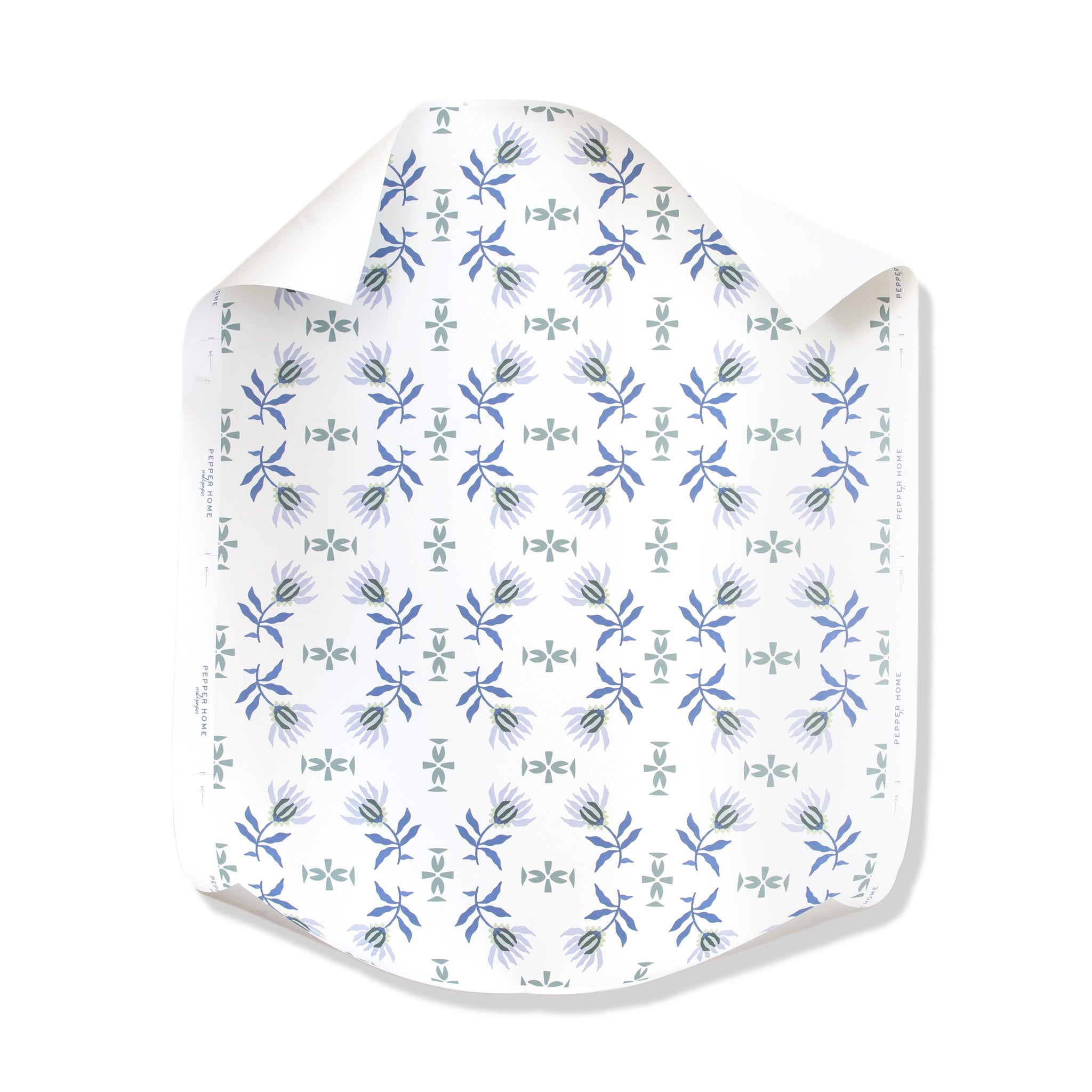 Blue & Green Floral Printed Wallpaper