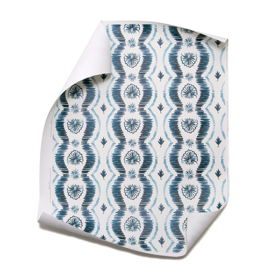 Blue Ikat Striped Wallpaper