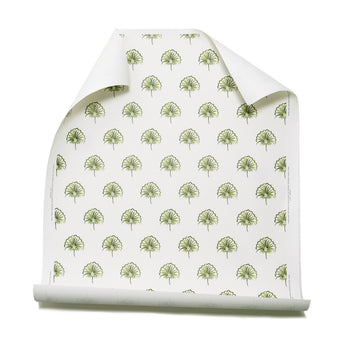 Green Floral Printed Wallpaper