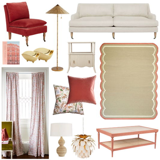 Living space featuring the Coral Pink Velvet Custom Pillow