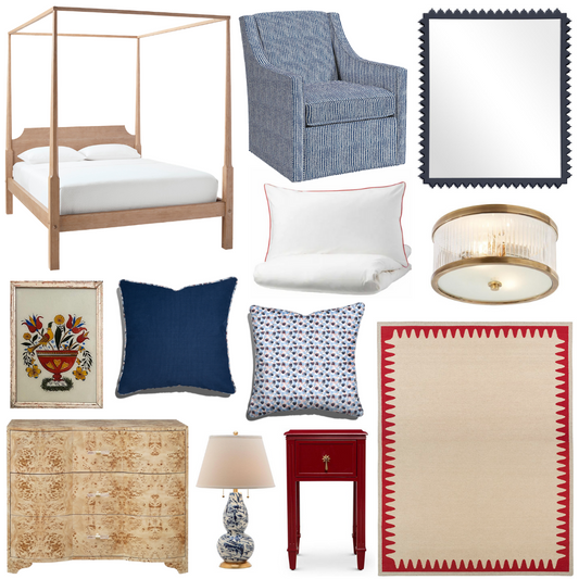 Blue & Red Bedroom Style Guide