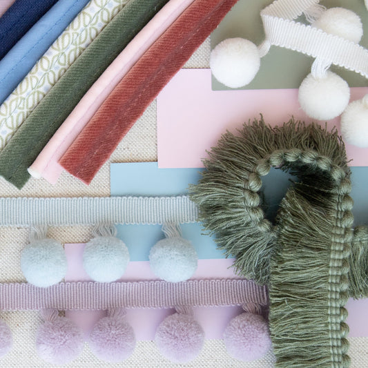 Colorful moodboard with Piping and Trim
