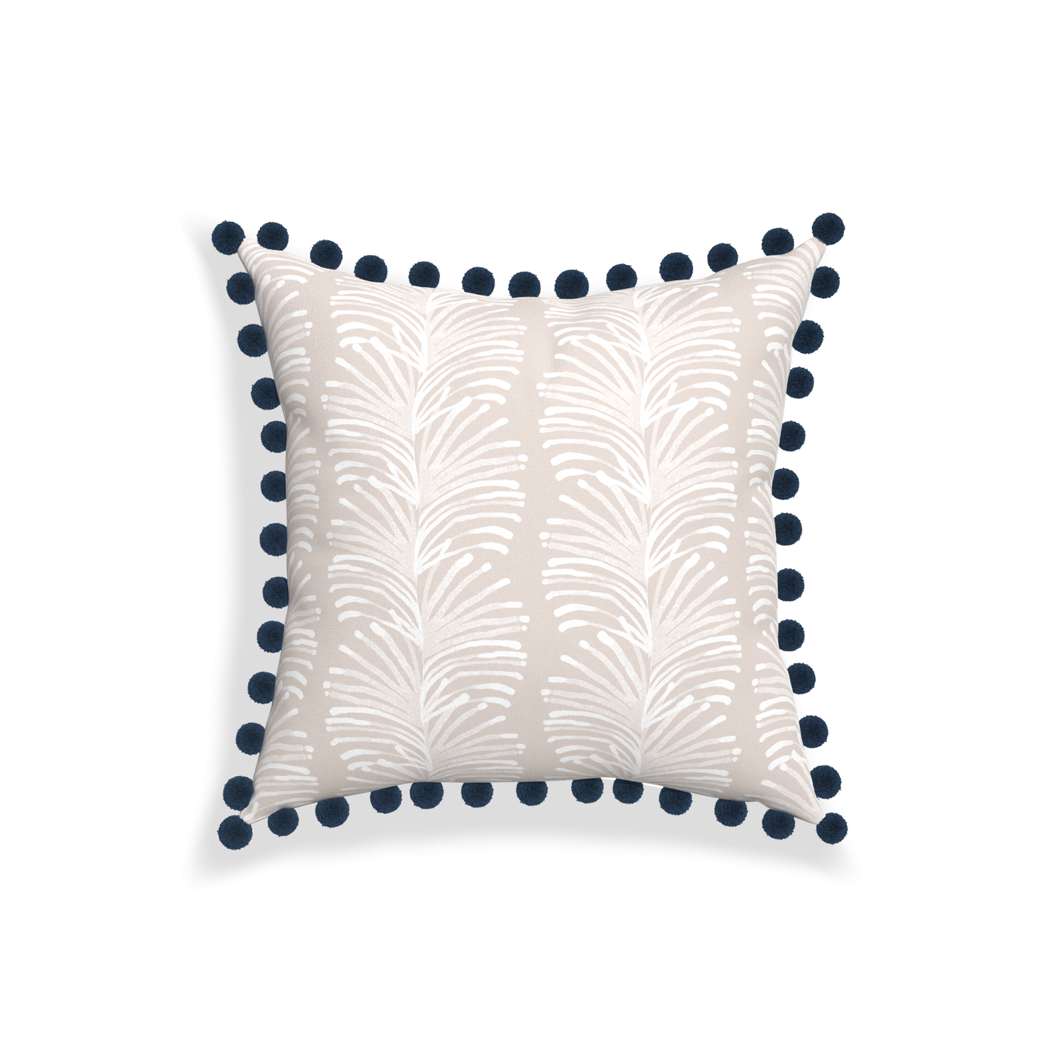 18-square emma sand custom sand colored botanical stripepillow with c on white background