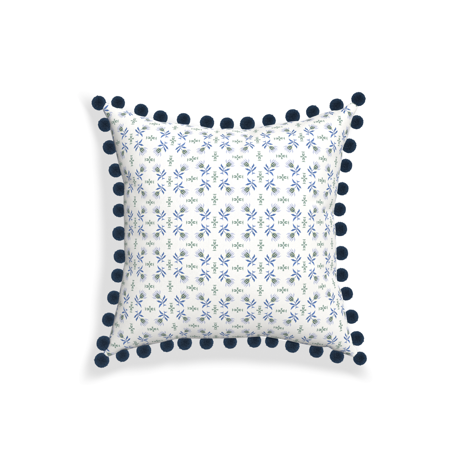 18-square lee custom blue & green floralpillow with c on white background