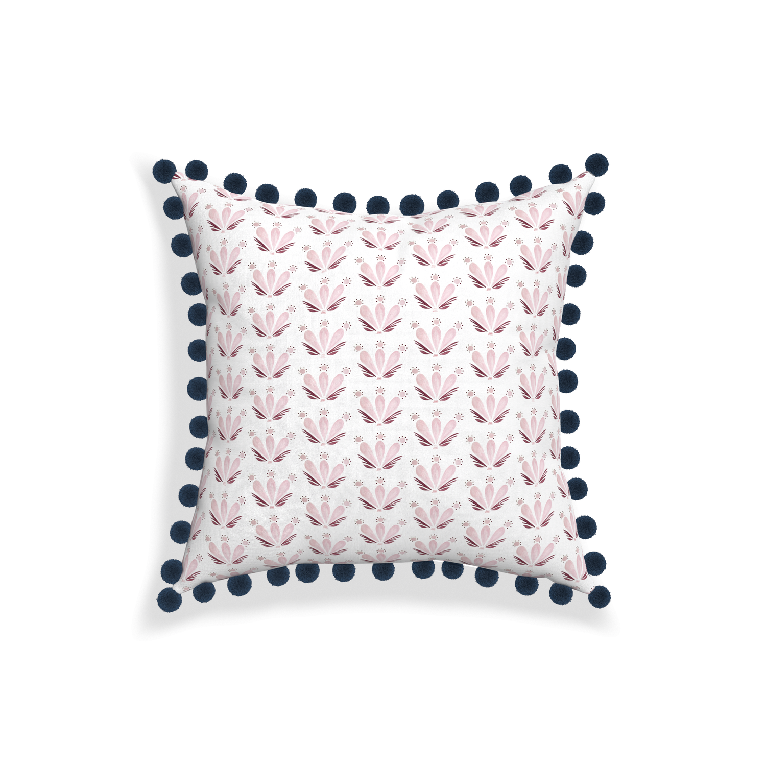 18-square serena pink custom pink & burgundy drop repeat floralpillow with c on white background