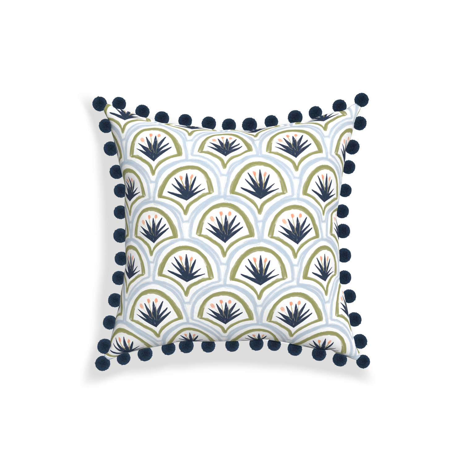 18-square thatcher midnight custom art deco palm patternpillow with c on white background