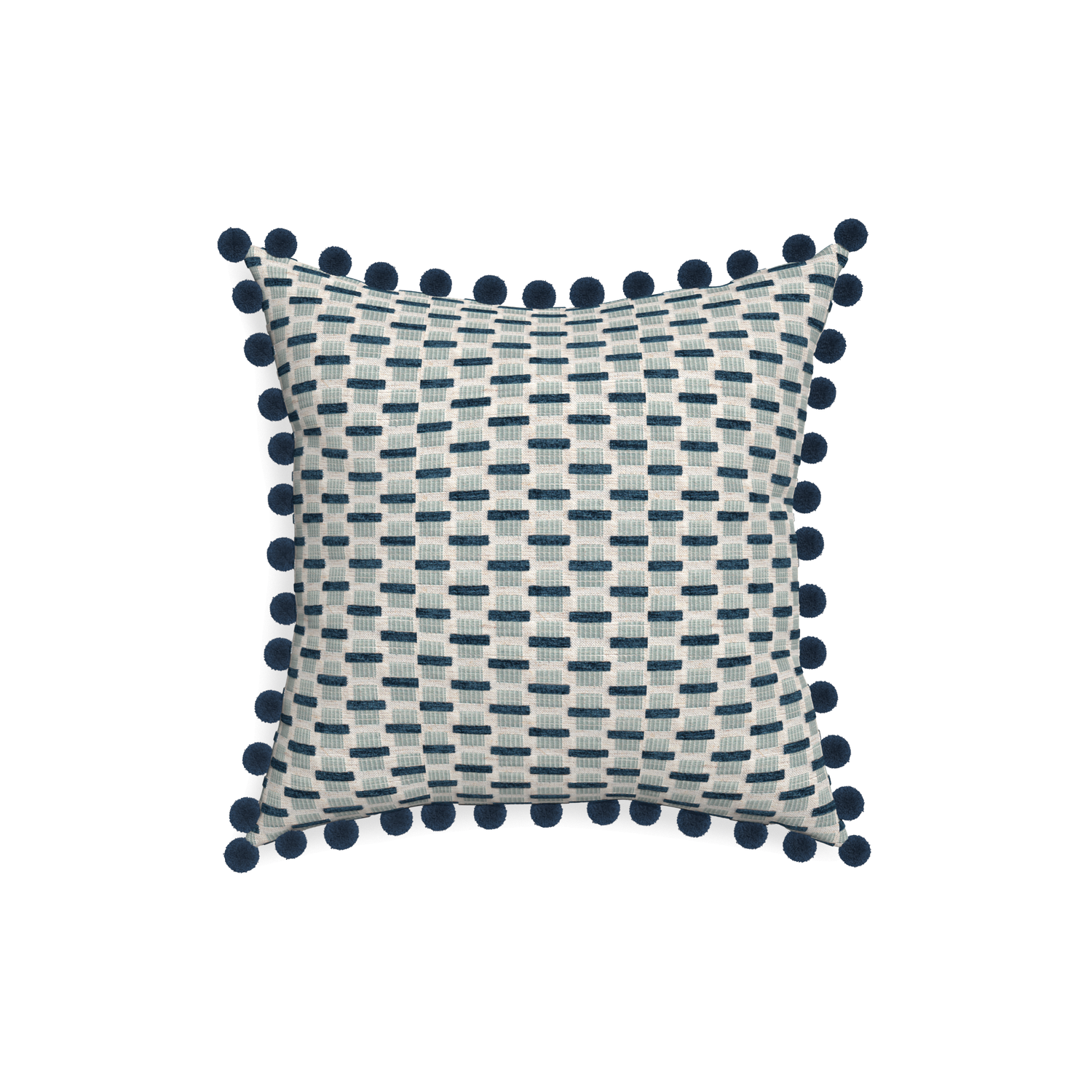 18-square willow amalfi custom blue geometric chenillepillow with c on white background