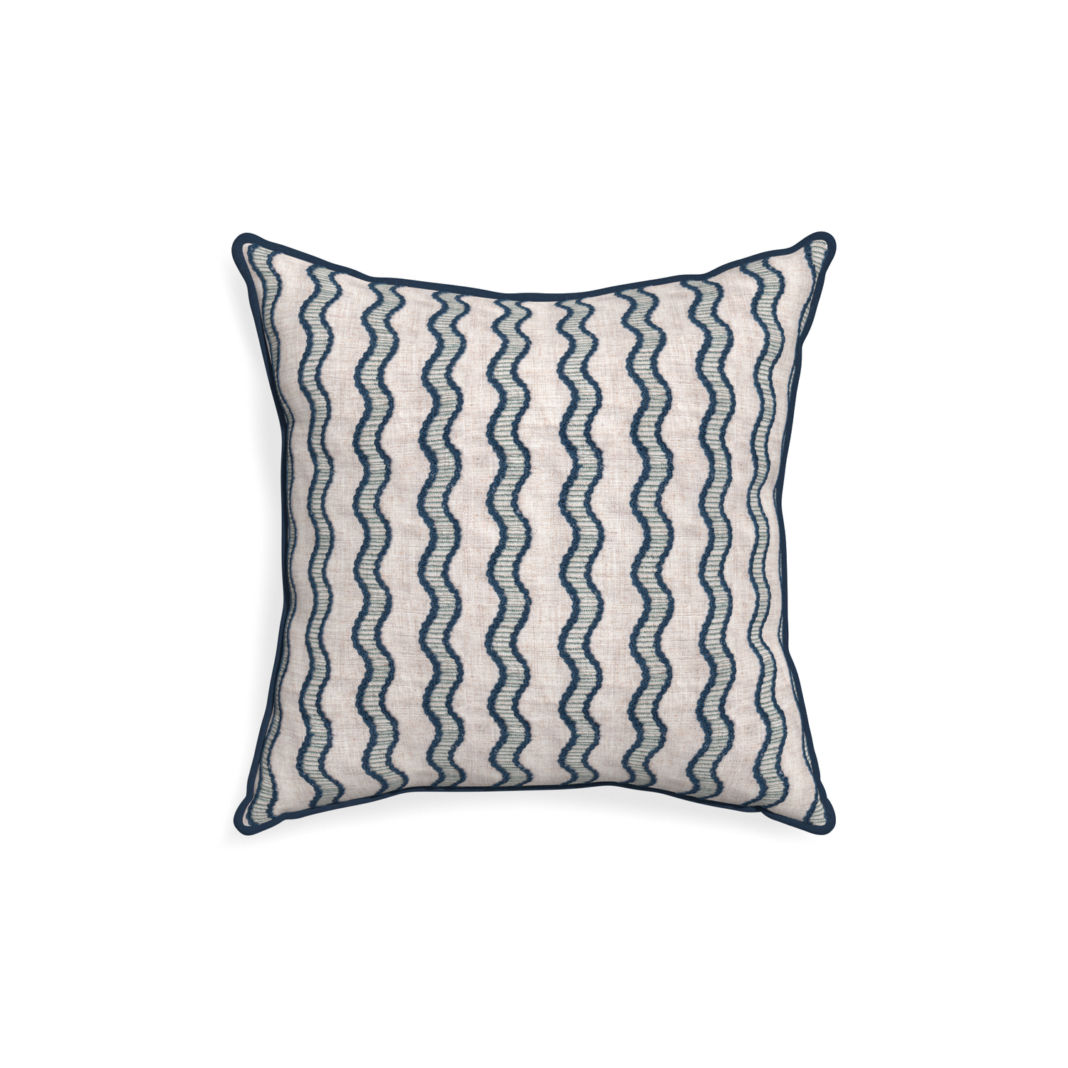 18-square beatrice custom embroidered wavepillow with c piping on white background