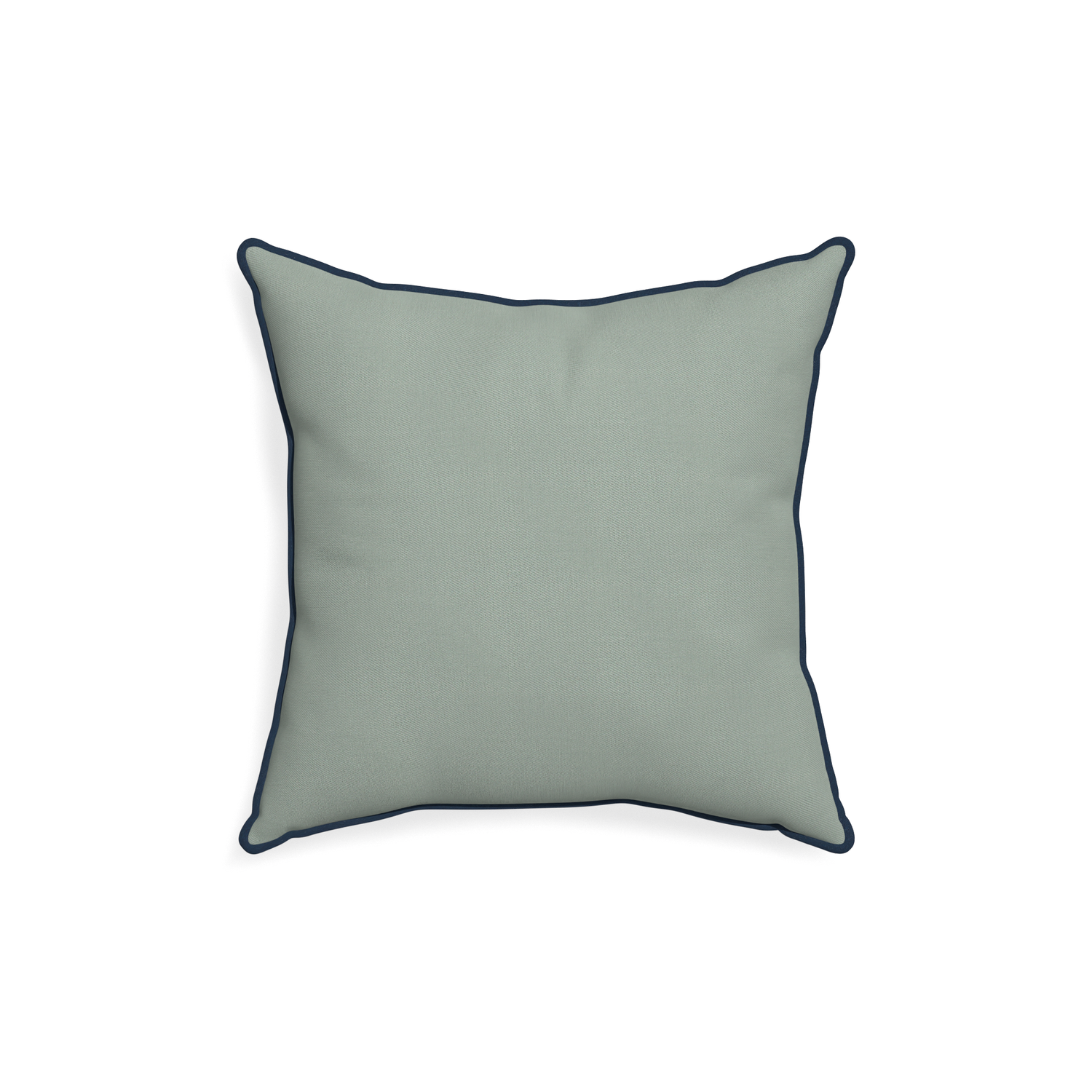 18-square sage custom sage green cottonpillow with c piping on white background