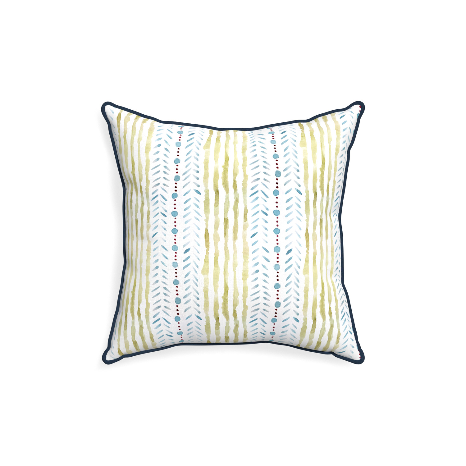 18-square julia custom blue & green stripedpillow with c piping on white background