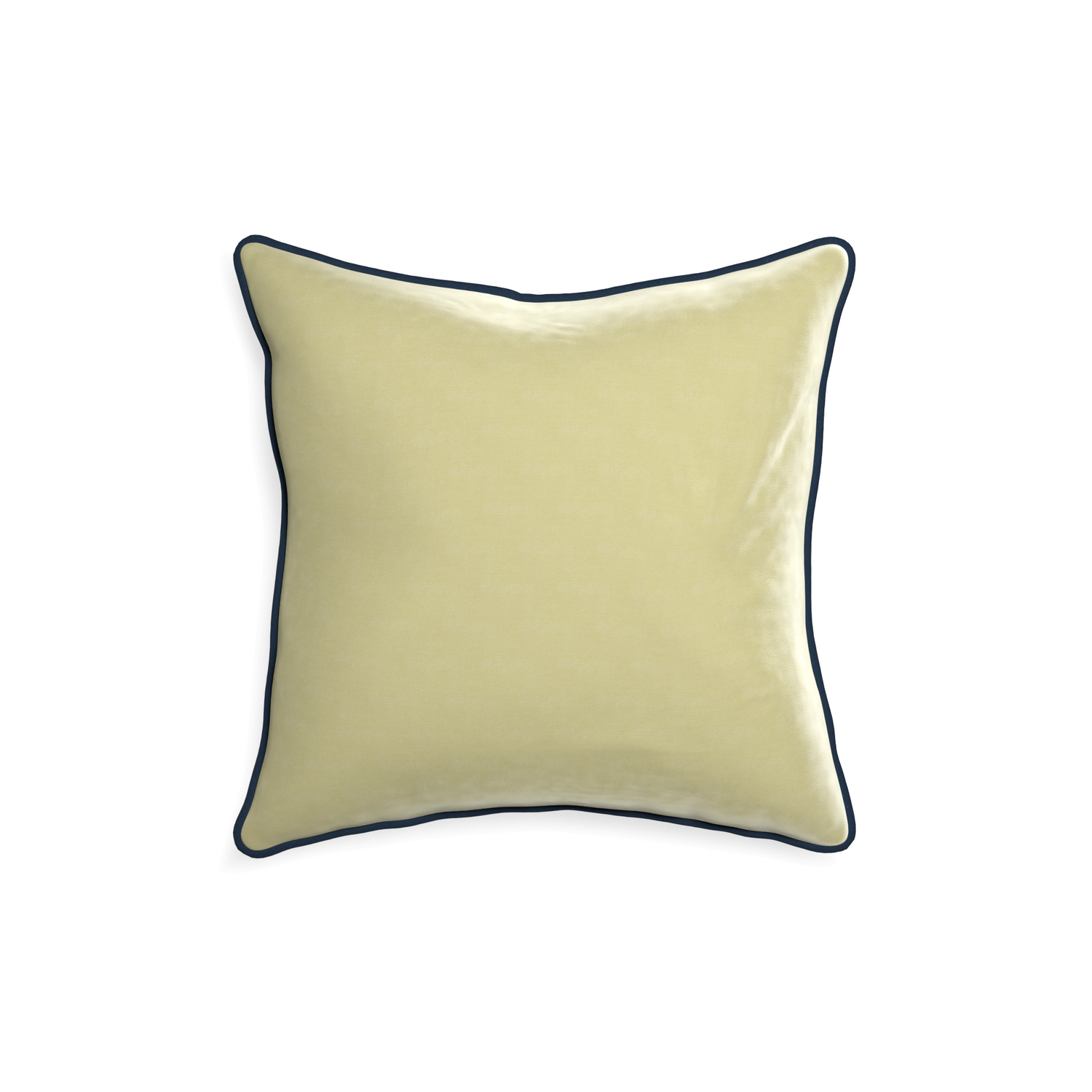 18-square pear velvet custom light greenpillow with c piping on white background