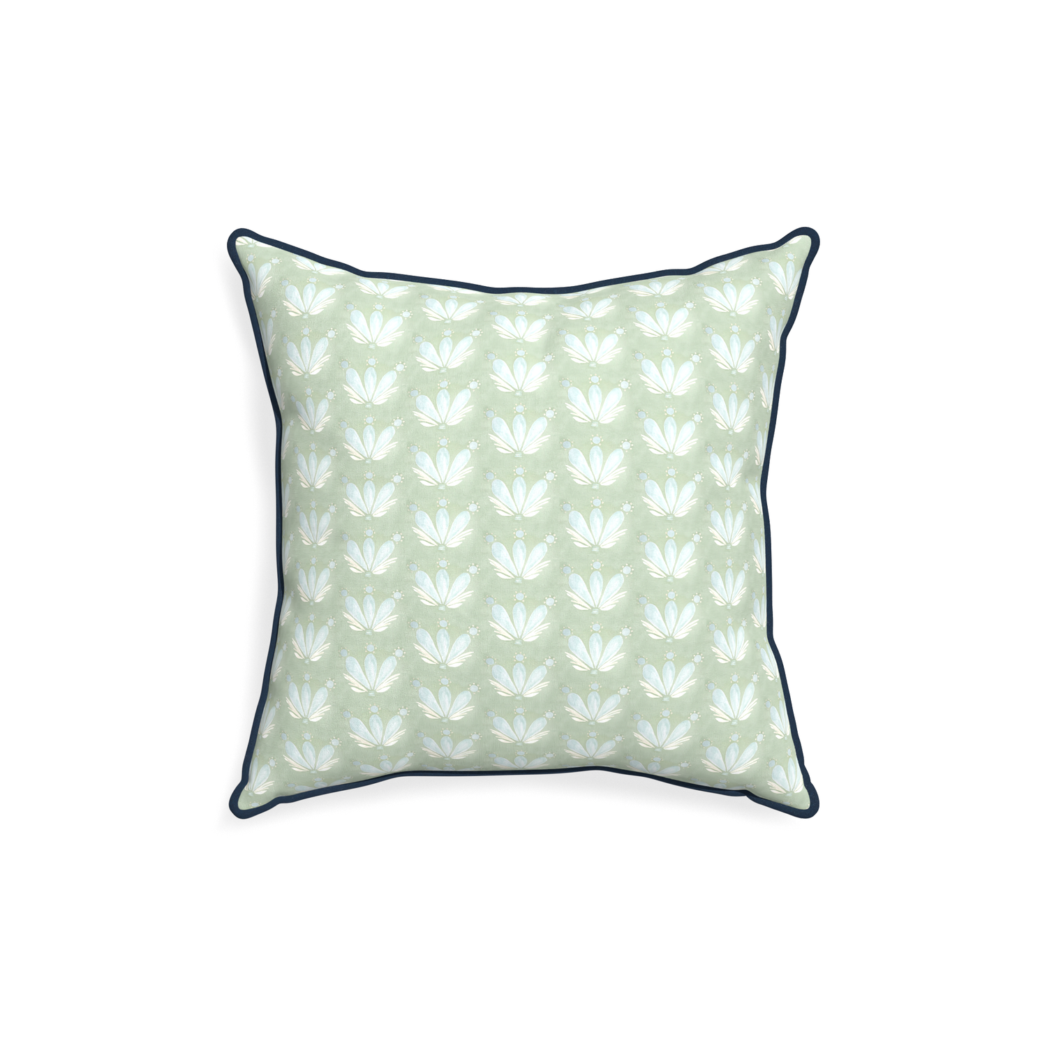 18-square serena sea salt custom blue & green floral drop repeatpillow with c piping on white background