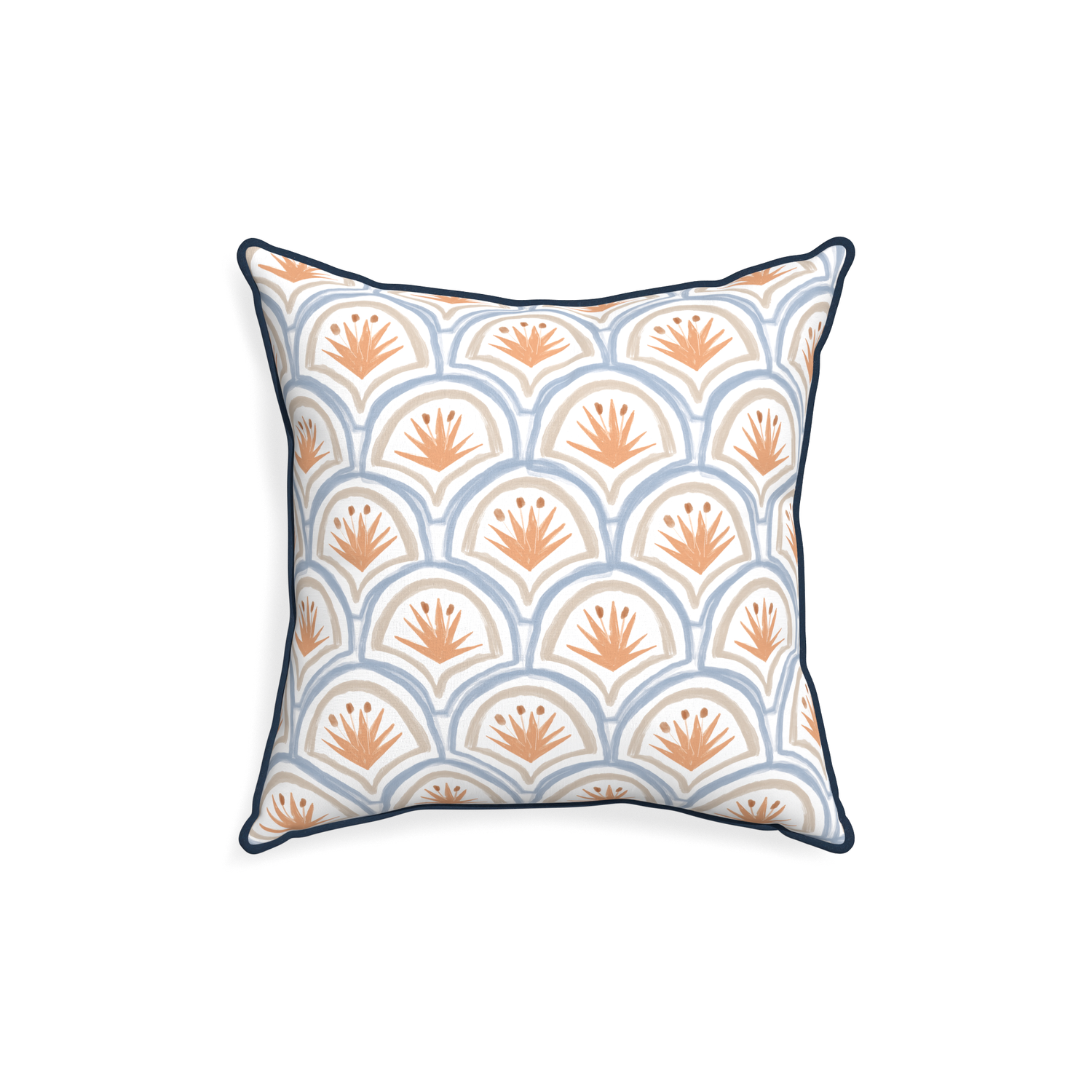 18-square thatcher apricot custom art deco palm patternpillow with c piping on white background