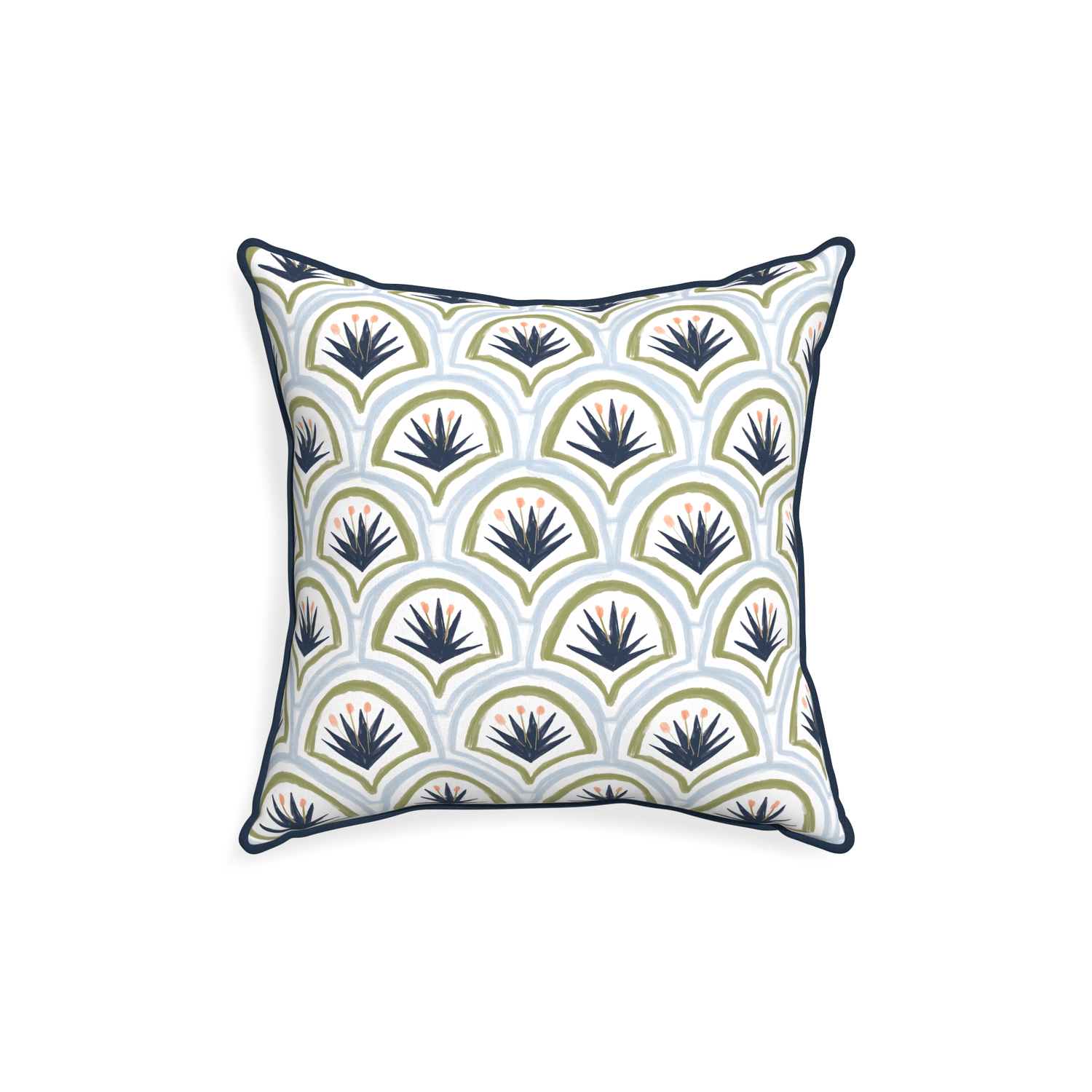 18-square thatcher midnight custom art deco palm patternpillow with c piping on white background