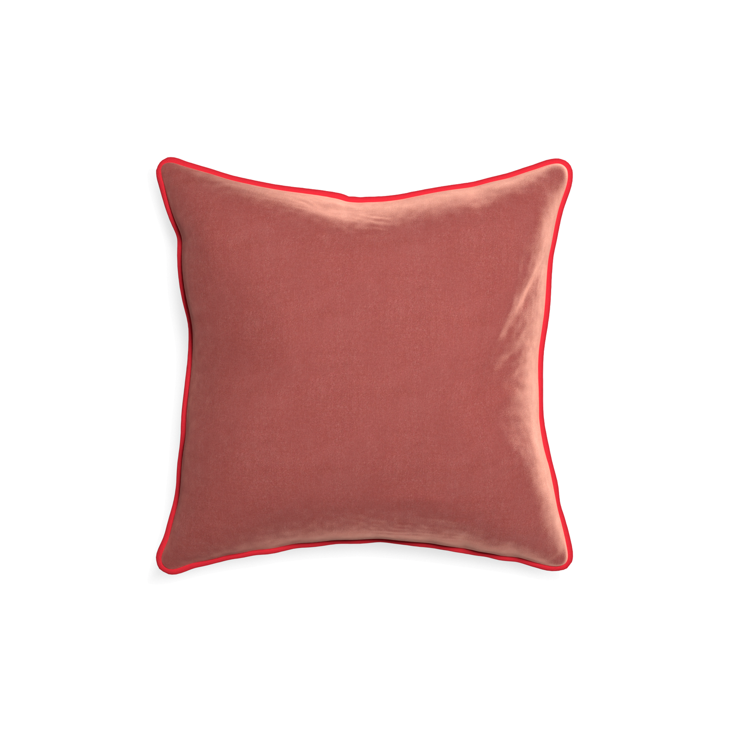 18-square cosmo velvet custom pillow with cherry piping on white background