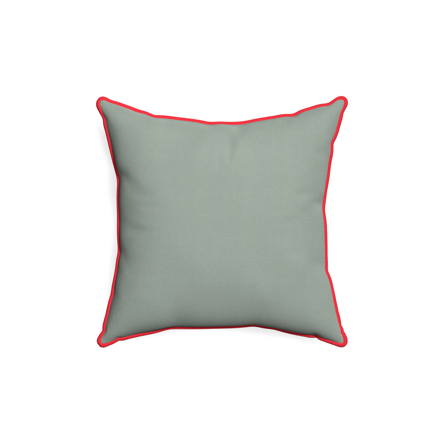 18-square sage custom sage green cottonpillow with cherry piping on white background
