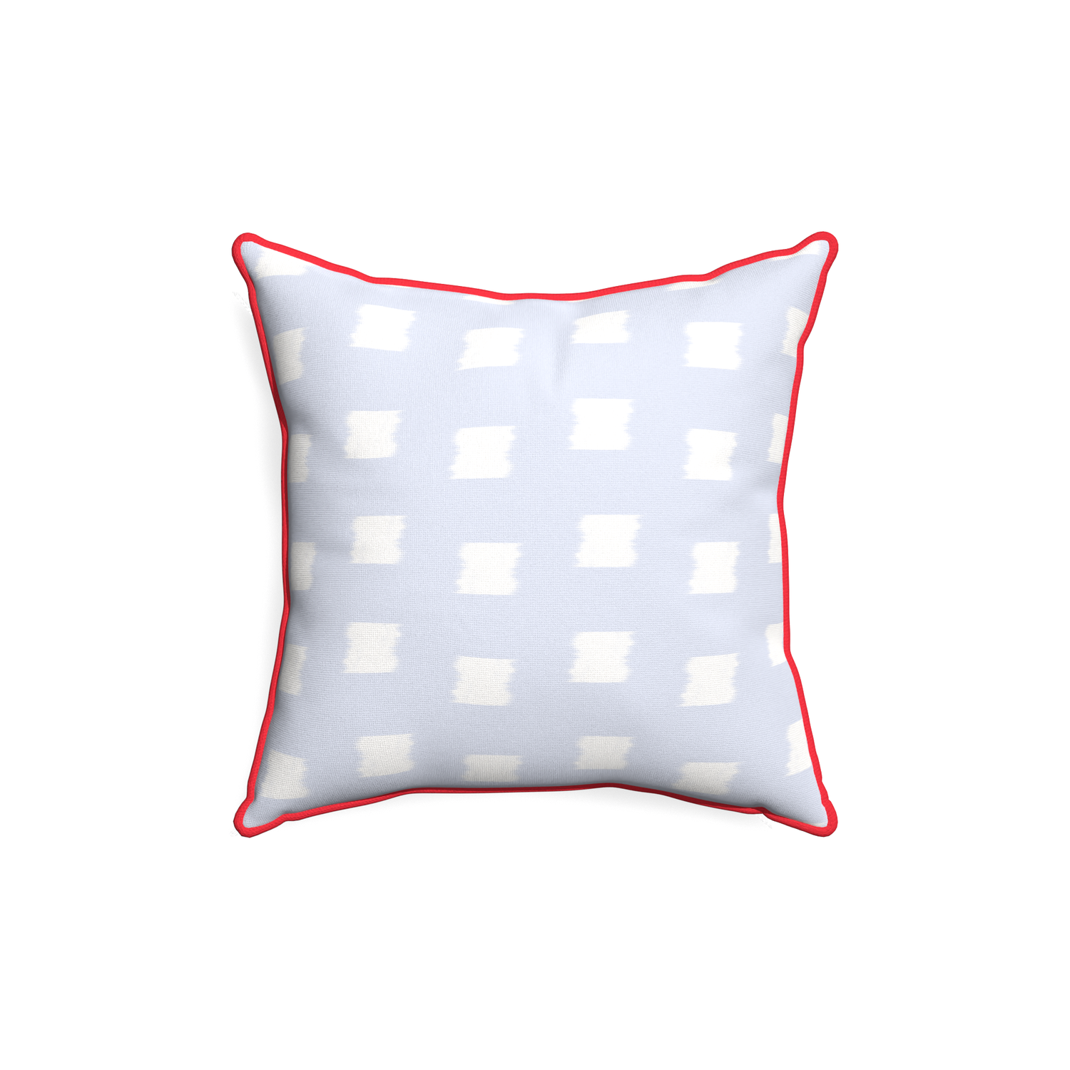 18-square denton custom pillow with cherry piping on white background