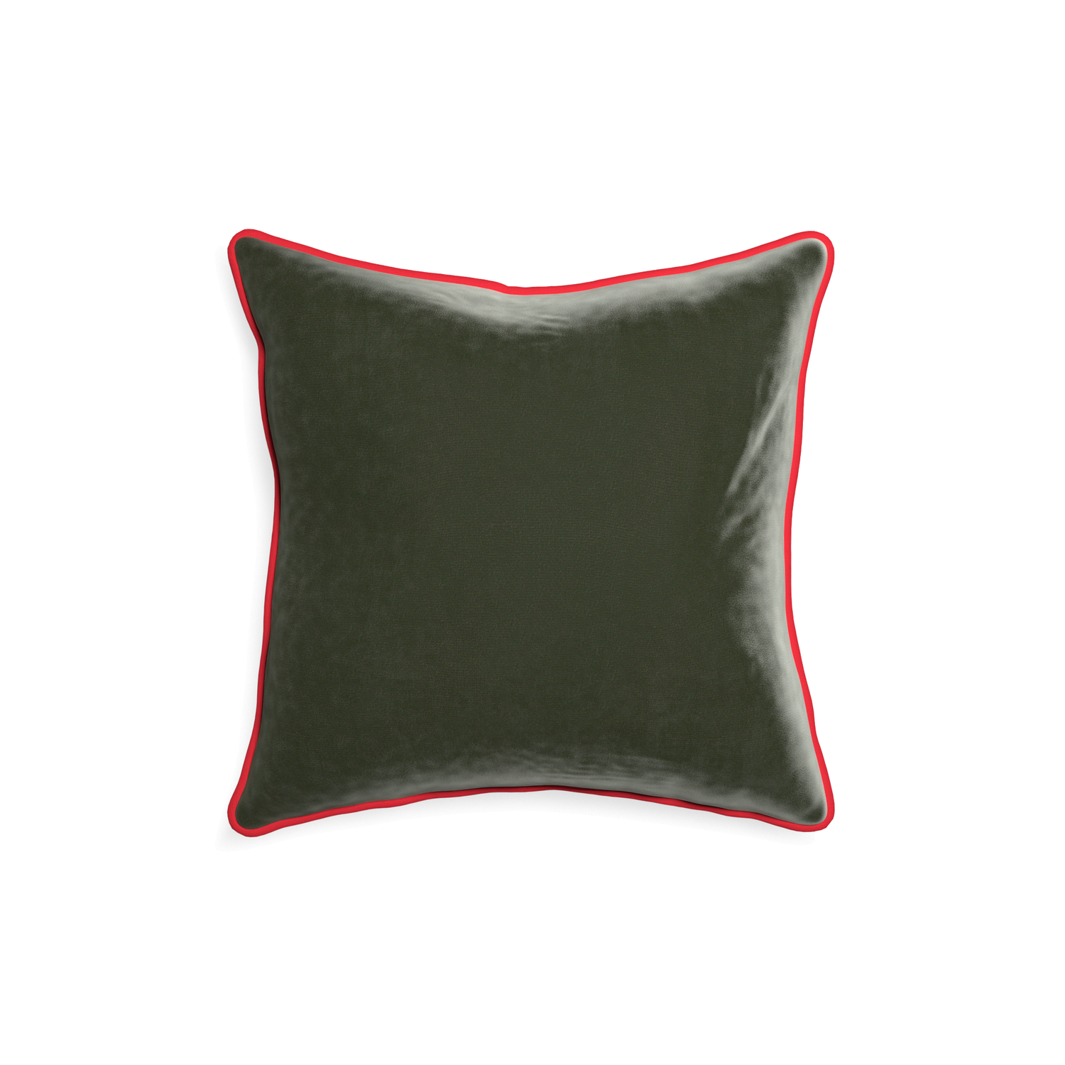 18-square fern velvet custom pillow with cherry piping on white background