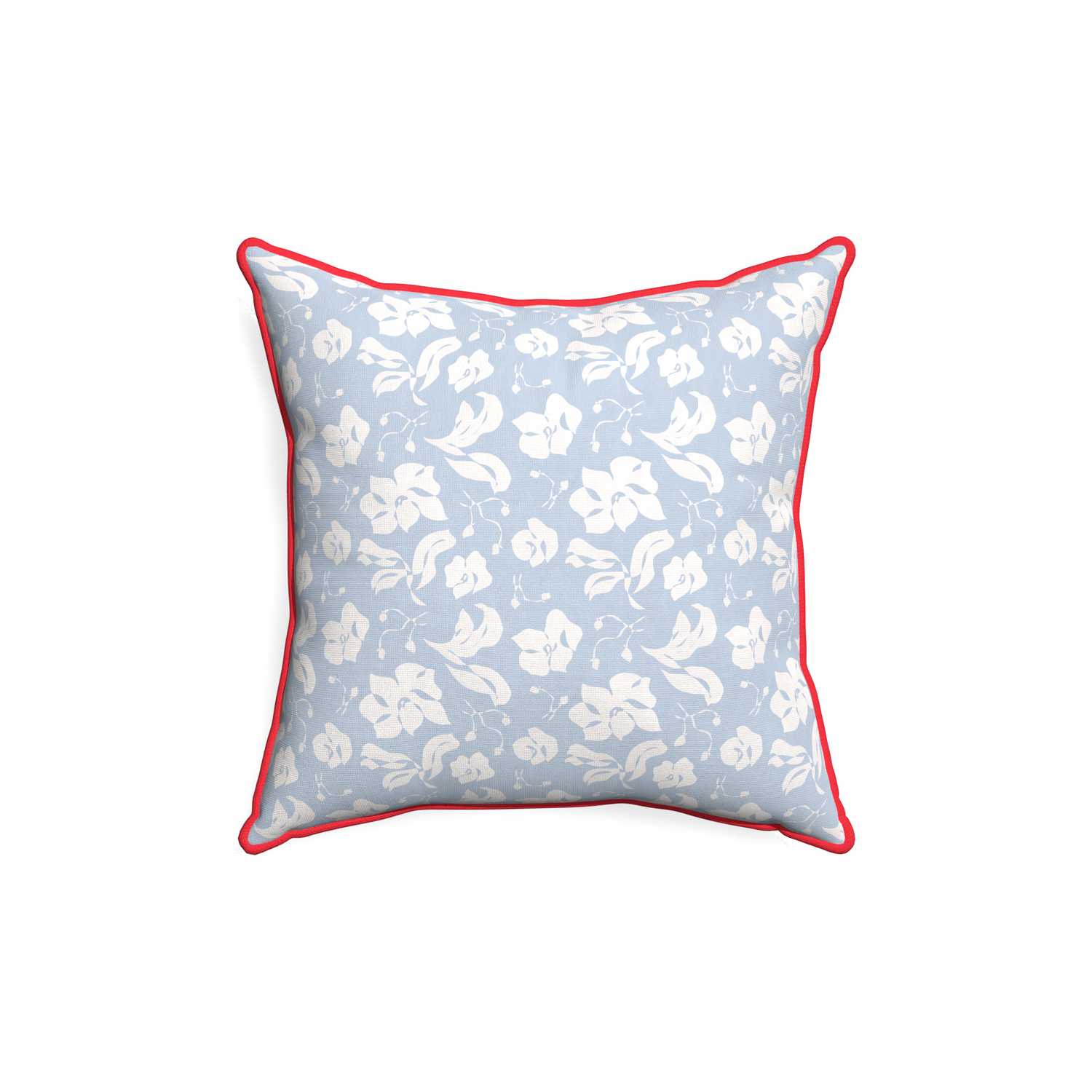 18-square georgia custom cornflower blue floralpillow with cherry piping on white background