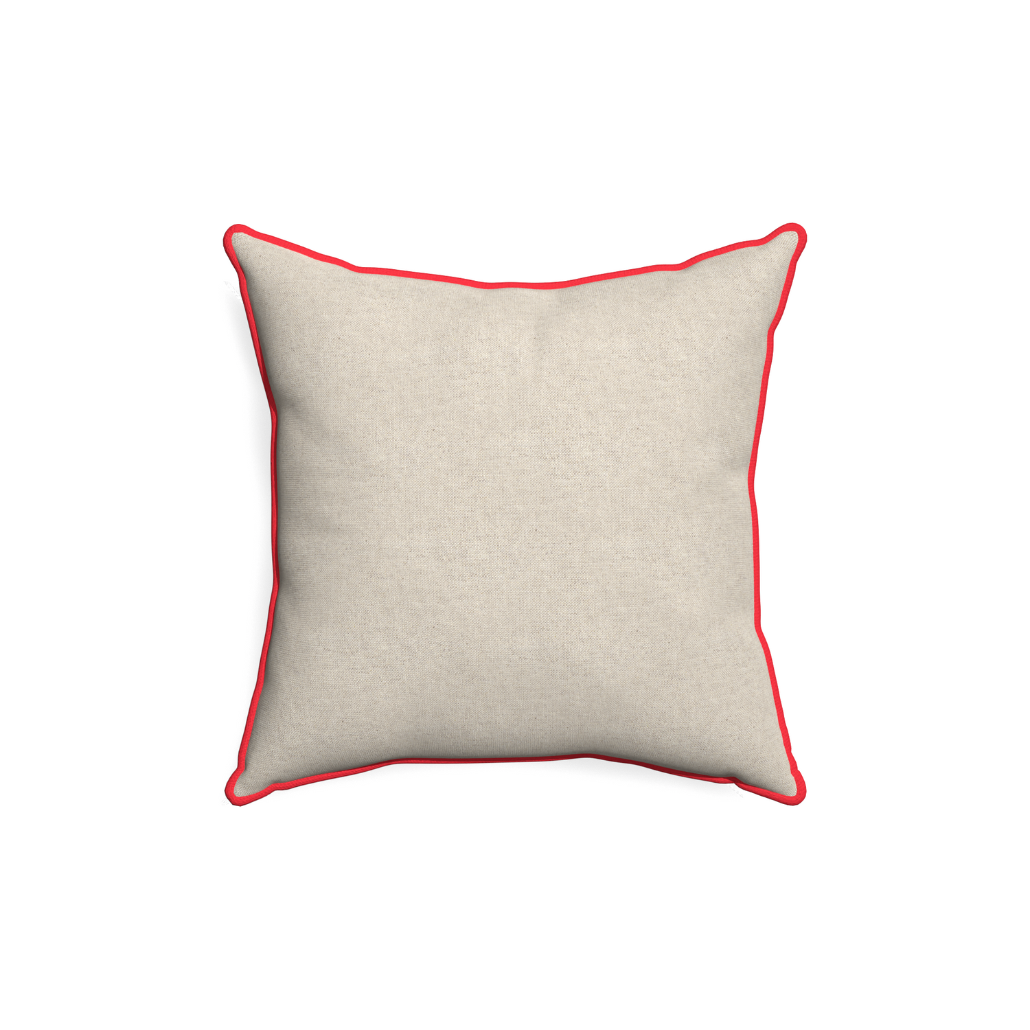 18-square oat custom pillow with cherry piping on white background