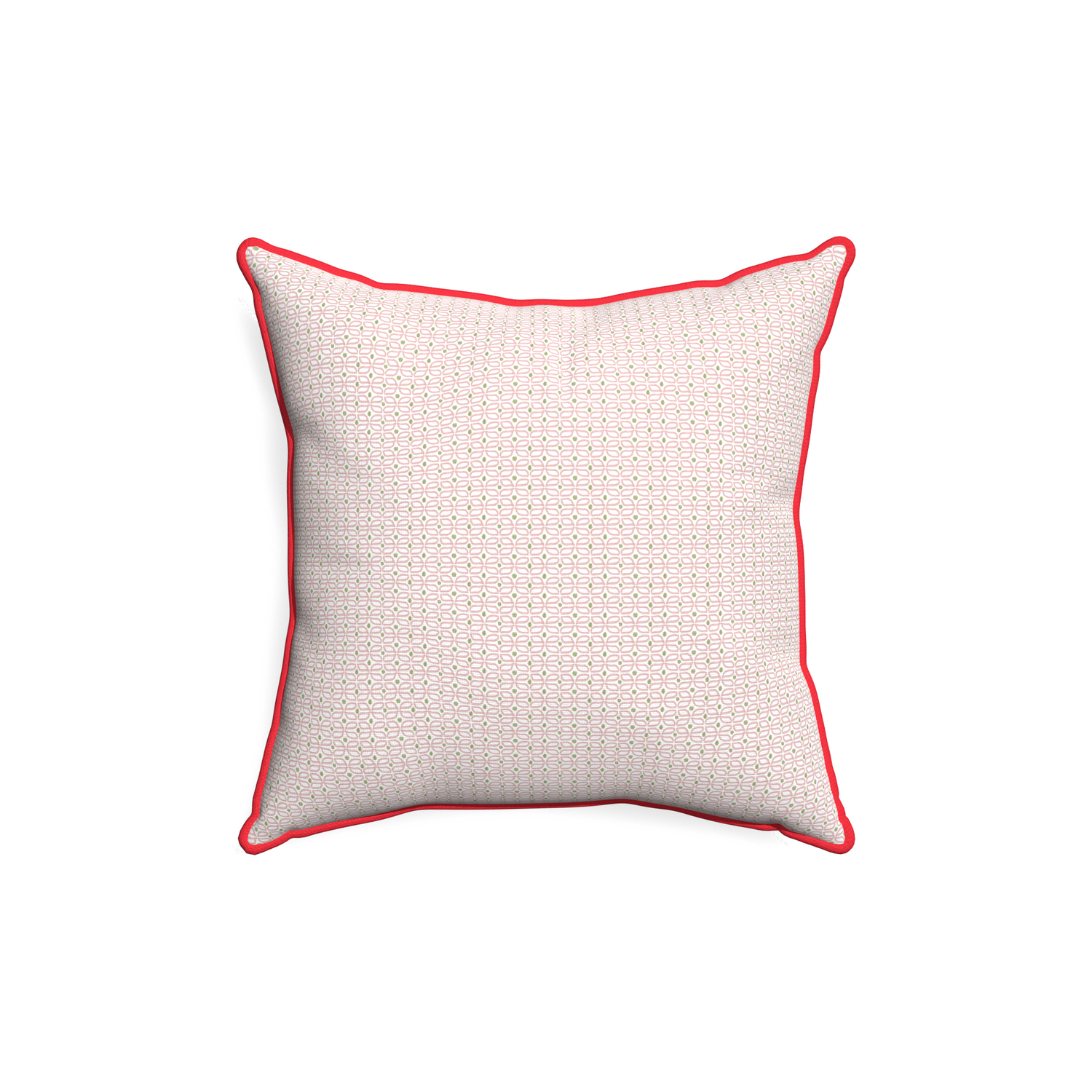 18-square loomi pink custom pillow with cherry piping on white background