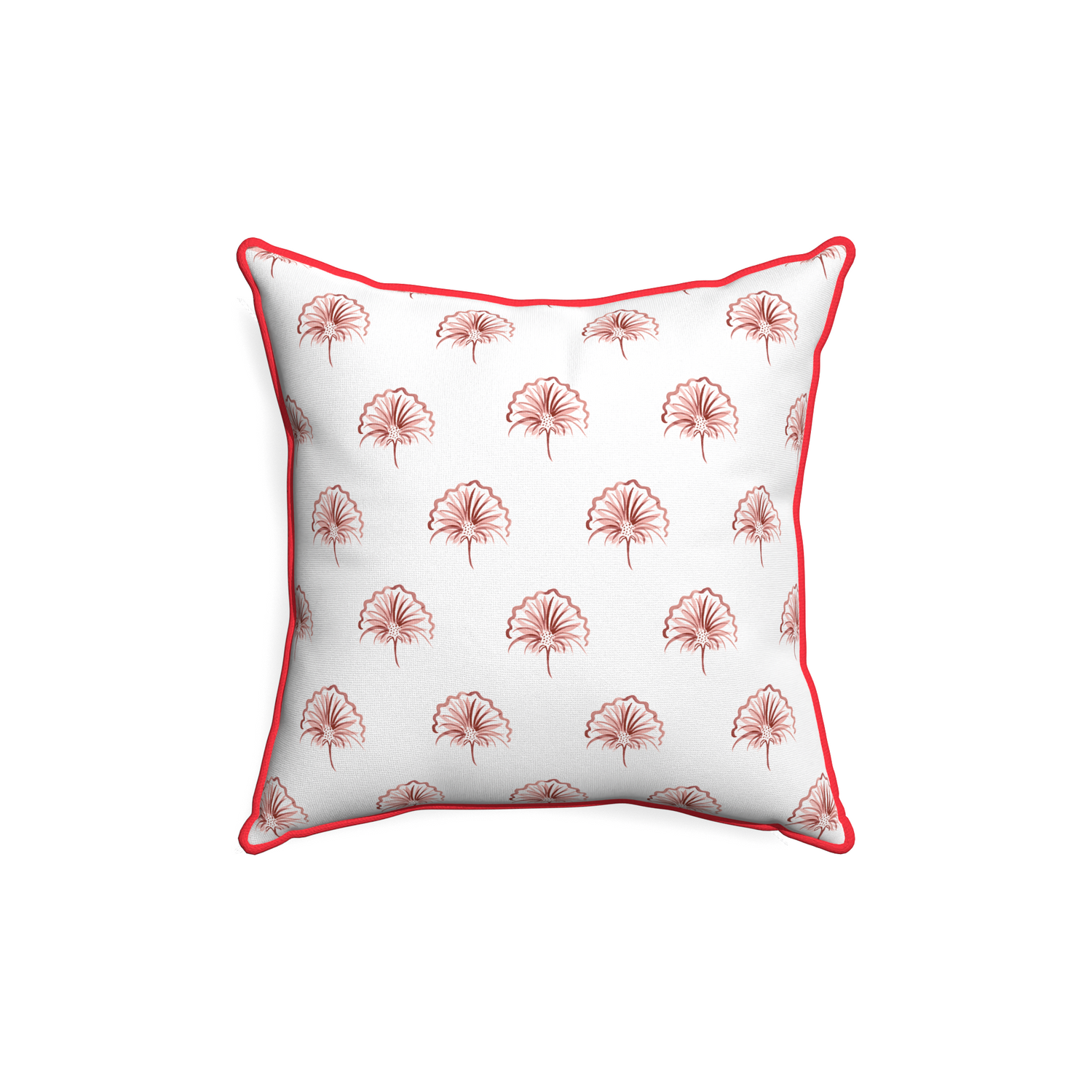 18-square penelope rose custom pillow with cherry piping on white background