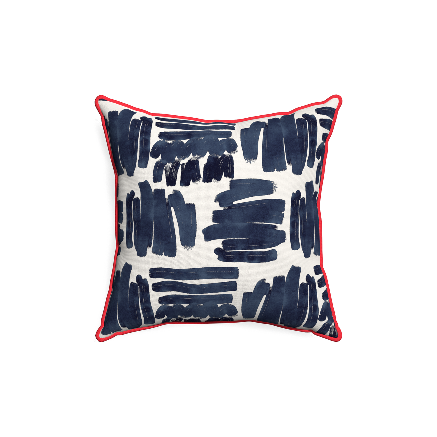 18-square warby custom pillow with cherry piping on white background