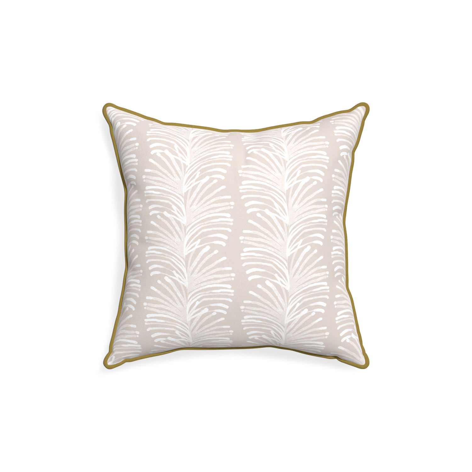 18-square emma sand custom sand colored botanical stripepillow with c piping on white background