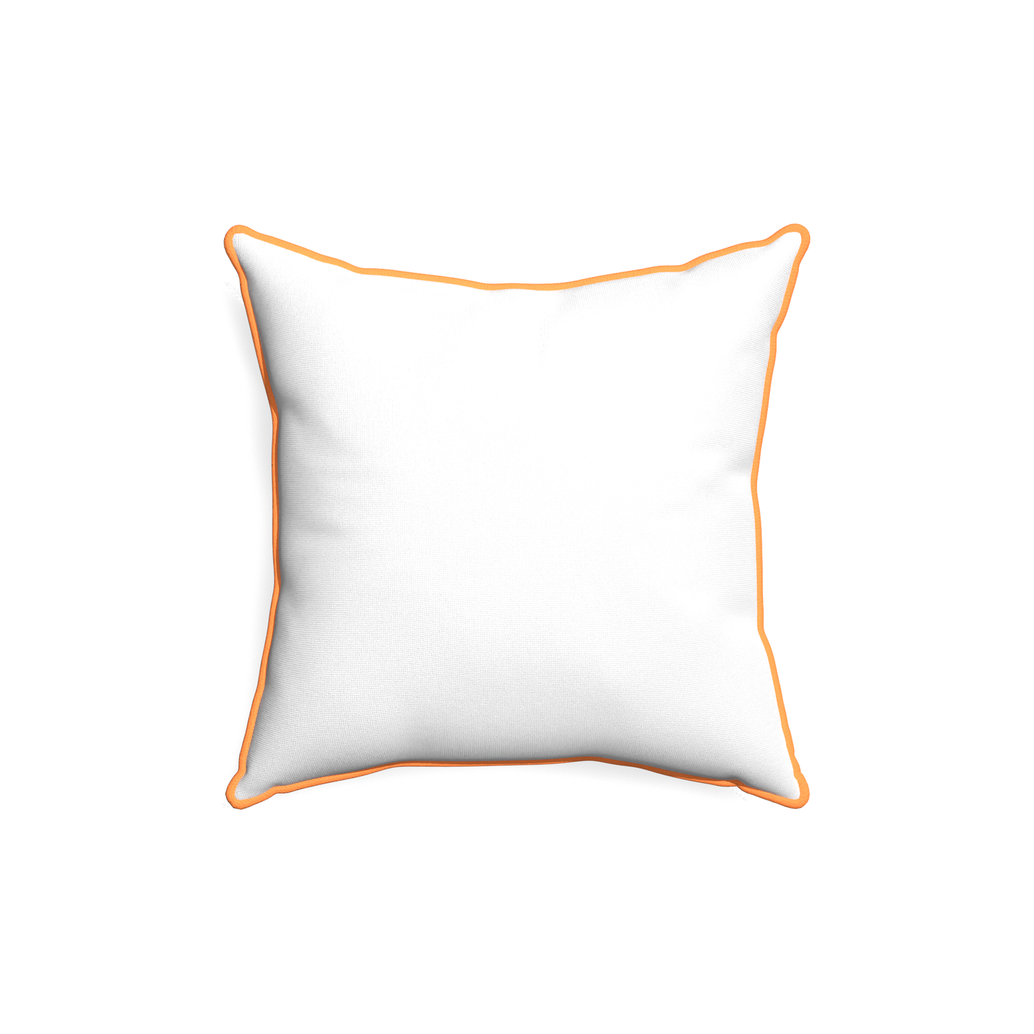 18-square snow custom pillow with clementine piping on white background